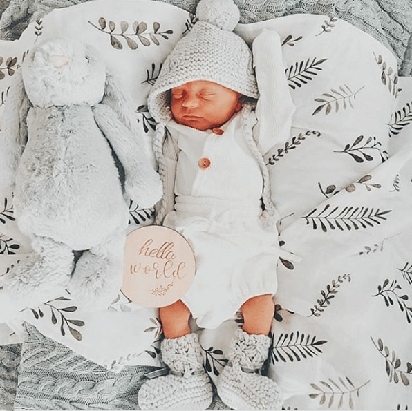 Snuggle Hunny Kids - Wild Fern Warm Grey Organic Muslin Wrap - Eco Child