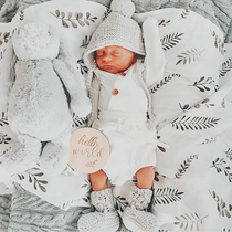 Snuggle Hunny Kids - Wild Fern Warm Grey Organic Muslin Wrap - Eco Child