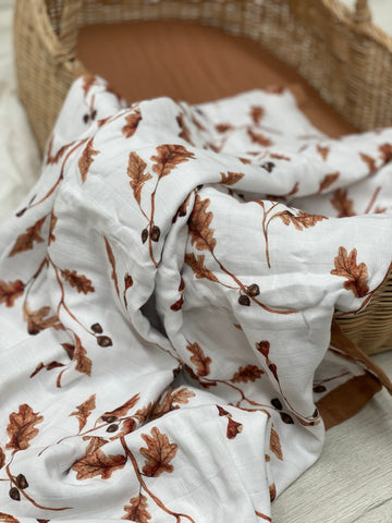 Pop Ya Tot - Acorn and Oak 100% Organic Cotton - Reversible Cot Quilt