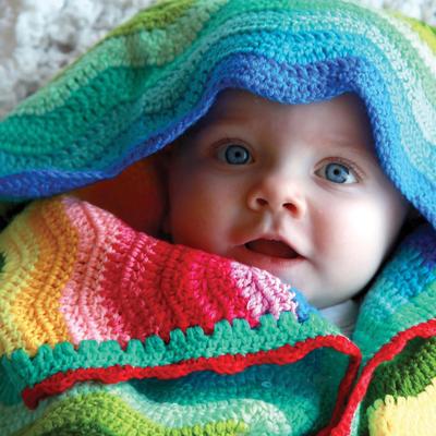 OB Designs - Crochet Baby Blanket - Handmade Rainbow Ripple - Eco Child