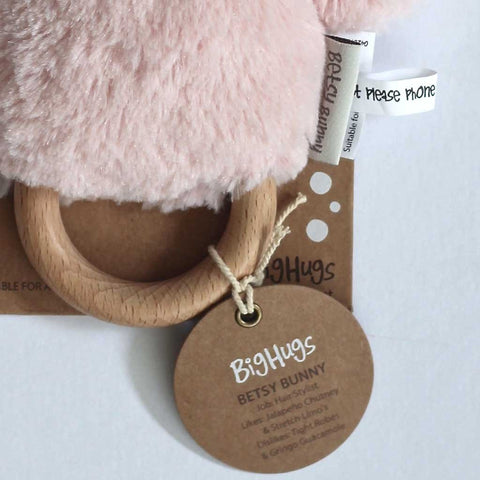 OB Designs - Dingaring Teething Rattle - Betsy Bunny Pink - Eco Child