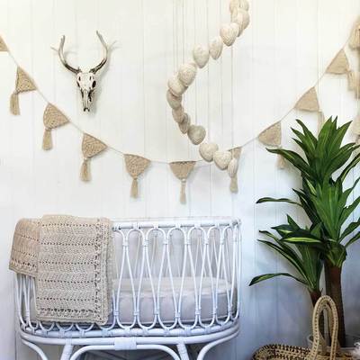 OB Designs - Hand Crochet Baby Mobile in Hearts - Natural Heart Mobile - Eco Child