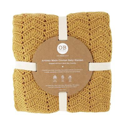 OB Designs - Crochet Baby Blanket - Handmade Turmeric - Eco Child