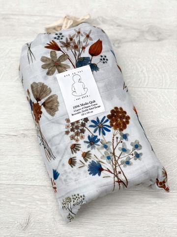 Pop Ya Tot - A Little Posy 100% Organic Cotton - Reversible Cot Quilt - Eco Child