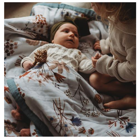 Pop Ya Tot - A Little Posy 100% Organic Cotton - Reversible Cot Quilt - Eco Child