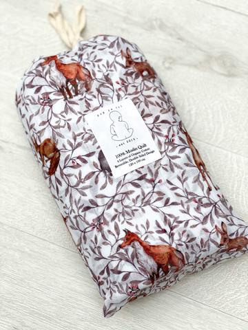 Pop Ya Tot - Creatures of the Woods 100% Organic Cotton - Reversible Cot Quilt - Eco Child