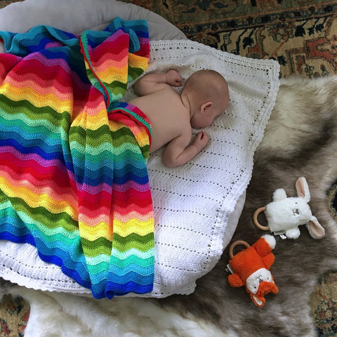 OB Designs - Crochet Baby Blanket - Handmade Rainbow Ripple - Eco Child