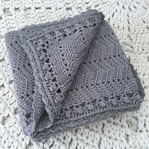 OB Designs - Crochet Baby Blanket - Handmade Grey - Eco Child