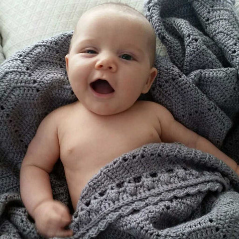 OB Designs - Crochet Baby Blanket - Handmade Grey - Eco Child