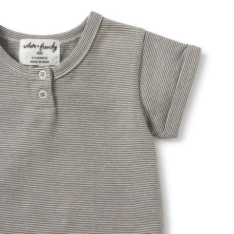Wilson and Frenchy - Placket Tee - Charcoal Stripe - Eco Child