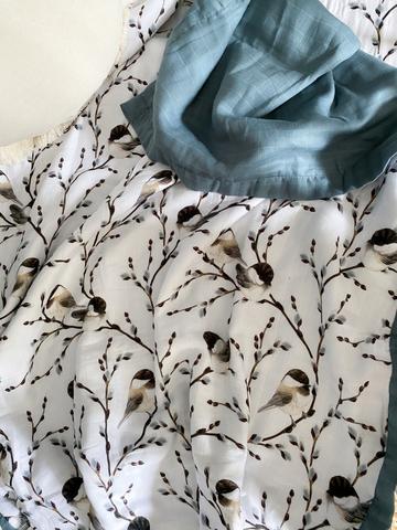 Pop Ya Tot - BuleBird 100% Organic Cotton - Reversible Cot Quilt - Eco Child