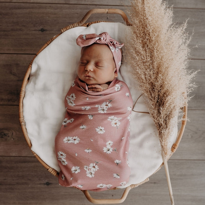 Snuggle Hunny Kids - Daisy Snuggle Swaddle & TopKnot Set - Eco Child