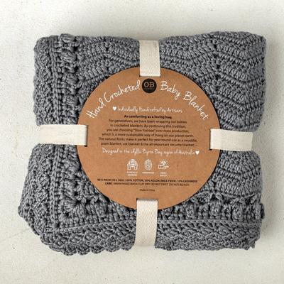 OB Designs - Crochet Baby Blanket - Handmade Grey - Eco Child