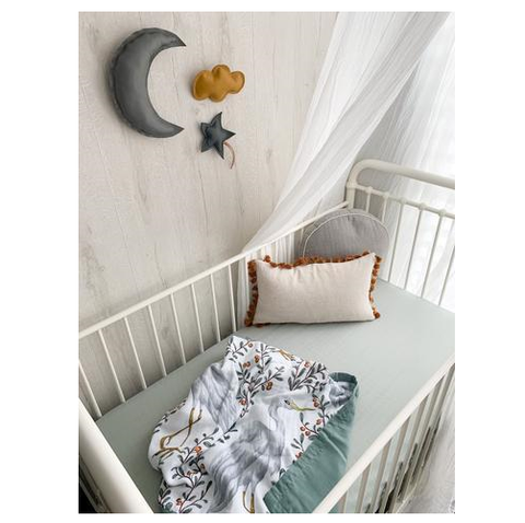 Pop Ya Tot - Kushiro Crane 100% Organic Cotton - Reversible Cot Quilt - Eco Child