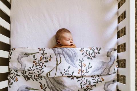 Pop Ya Tot - Kushiro Crane - 100% Organic Cotton Swaddle - Eco Child