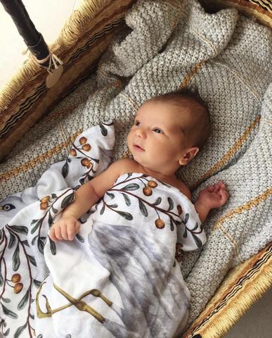 Pop Ya Tot - Kushiro Crane - 100% Organic Cotton Swaddle - Eco Child