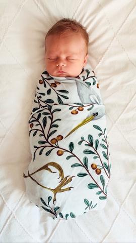 Pop Ya Tot - Kushiro Crane - 100% Organic Cotton Swaddle - Eco Child