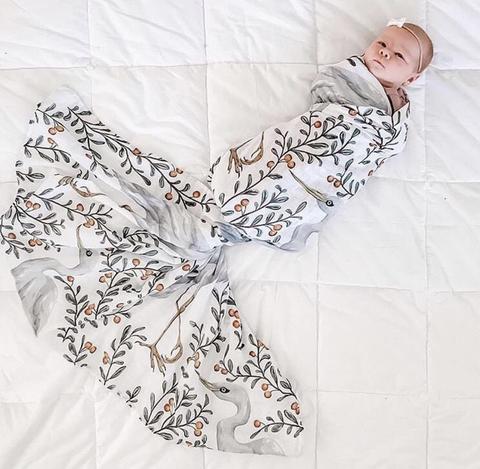 Pop Ya Tot - Kushiro Crane - 100% Organic Cotton Swaddle - Eco Child