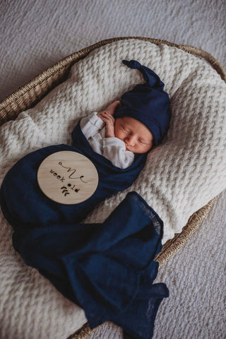 Snuggle Hunny Kids -Navy Organic Muslin Wrap - Eco Child