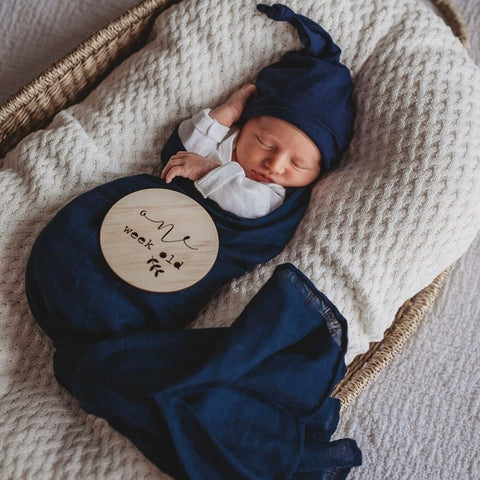 Snuggle Hunny Kids -Navy Organic Muslin Wrap - Eco Child