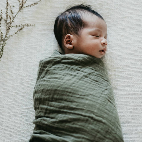 Snuggle Hunny Kids -Dusty Olive Organic Muslin Wrap - Eco Child