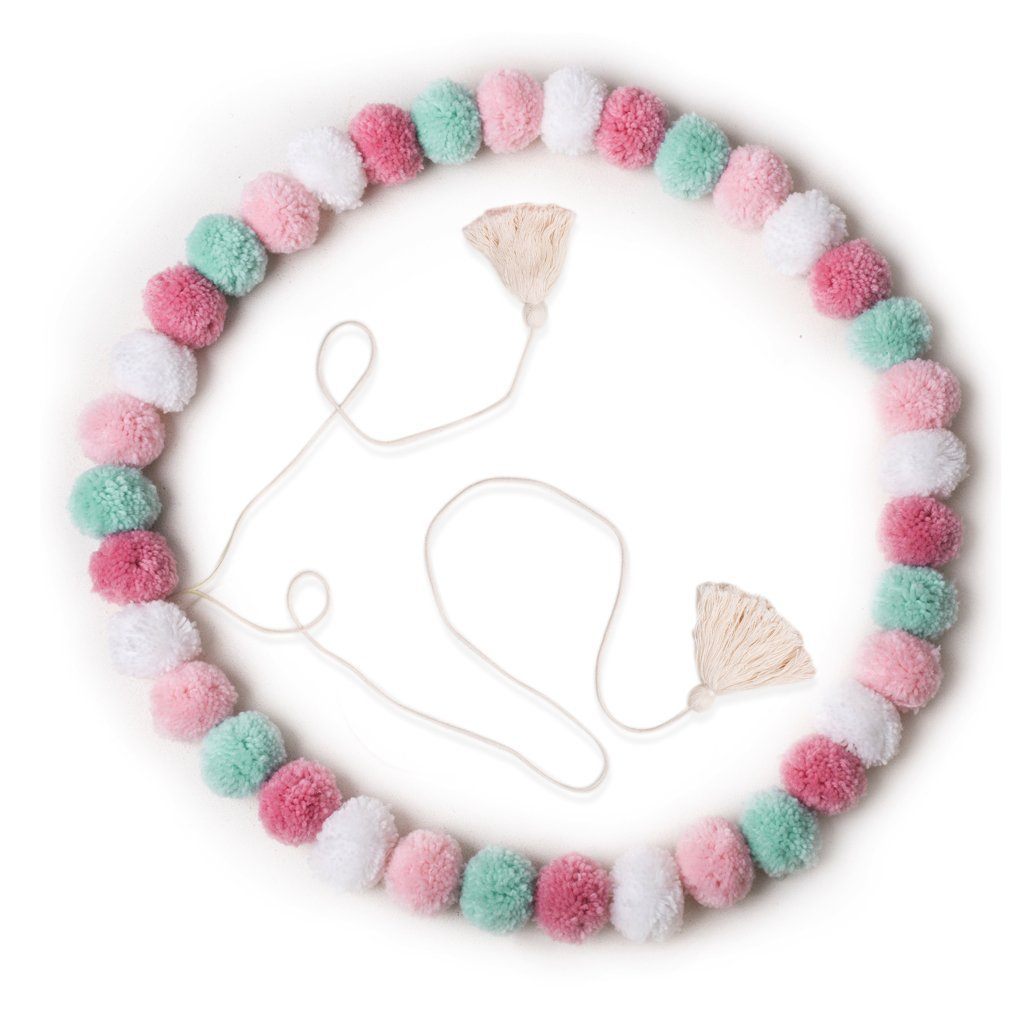 OB Designs - Handmade Pom Pom Garland - Confetti PInk - Eco Child