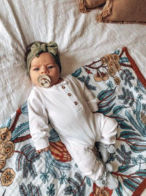 Pop Ya Tot - Wattle & Gum 100% Organic Cotton - Reversible Cot Quilt - Eco Child