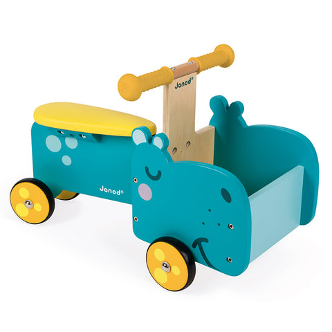 Janod - Wooden Hippo Rideon Toy