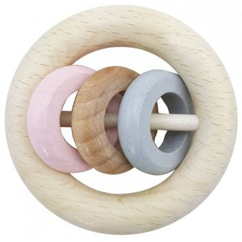 Hess-Spielzeug Rattle Round - 3 Rings Natural Pink - Eco Child