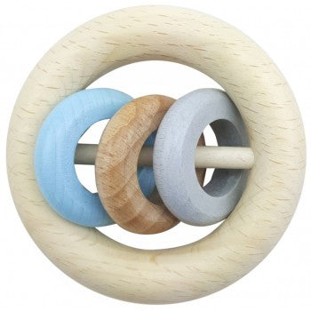 Hess Spielzeug - Rattle Round 3 Rings - Natural Blue - Eco Child