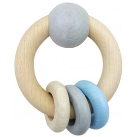 Hess Spielzeug - Rattle Round - With Ball & 3 Rings Natural Blue - Eco Child