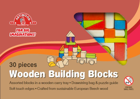 Artiwood - Natural Wooden Blocks - 30pcs - Eco Child