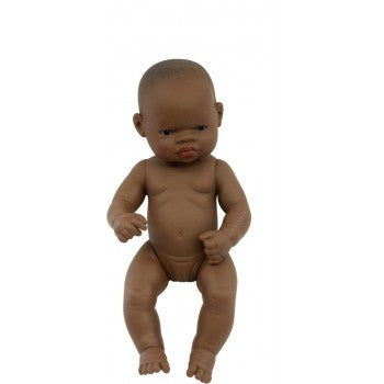 Miniland - Anatomically Correct Baby Doll - African Girl  32cm ( Undressed ) - Eco Child