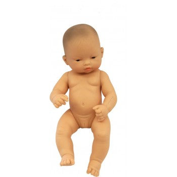 Miniland - Anatomically Correct Baby Doll  - Asian Girl 32cm ( Undressed ) - Eco Child