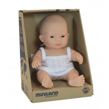 Miniland - Anatomically Correct Baby Doll - Asian Girl 21cm - Eco Child
