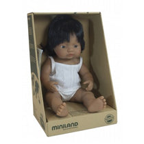Miniland - Anatomically Correct Baby Doll - Latin American Girl 38cm - Eco Child