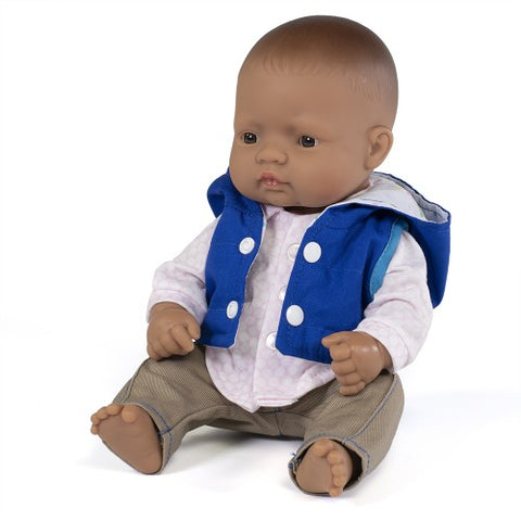 Miniland  - Baby Doll 32cm- Latin American Boy  and Outfit Boxed - Eco Child