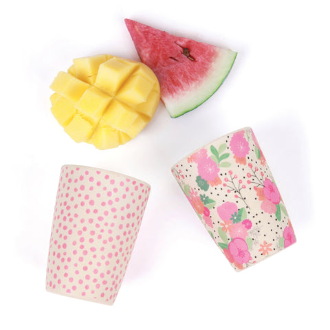 Love Mae - Bamboo 4 Pack Tumblers In Bloom and Pink Spot - Eco Child