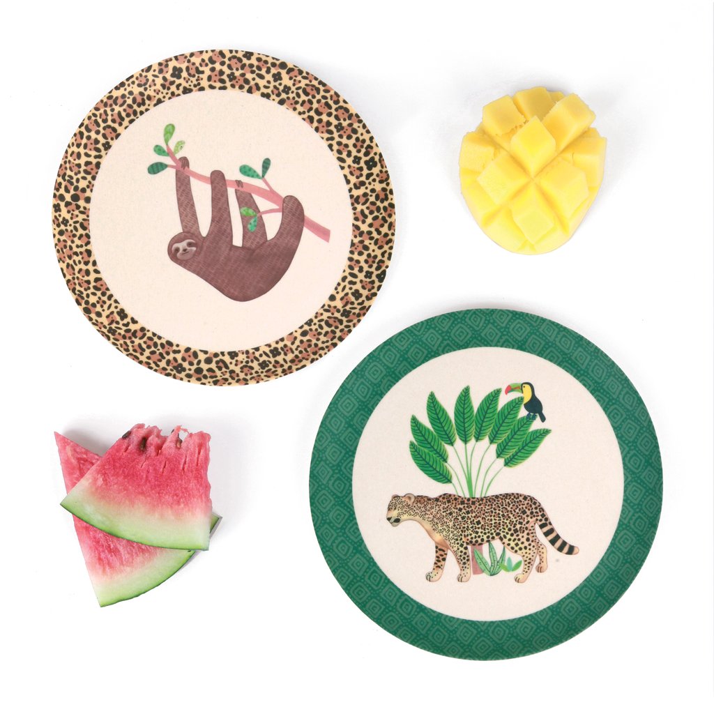Love Mae - Bamboo 4pk Plates Sloth & Jaguar - Eco Child