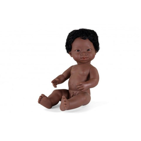 Miniland - Anatomically Correct Baby Doll - African Boy Down Syndrome 38cm - Eco Child
