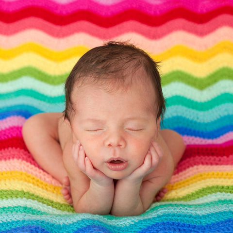 OB Designs - Crochet Baby Blanket - Handmade Rainbow Ripple - Eco Child