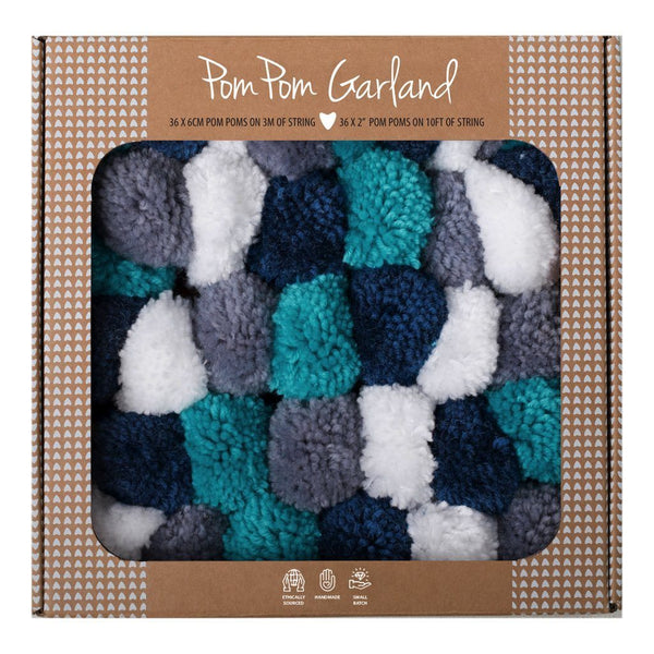 OB Designs - Handmade Pom Pom Garland - Confetti Blue - Eco Child