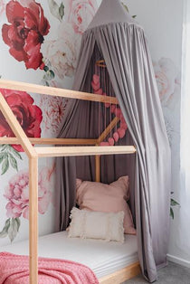 OB Designs - Handmade Boho Luxurious Canopies - Soft Grey Linen Canopy - Eco Child