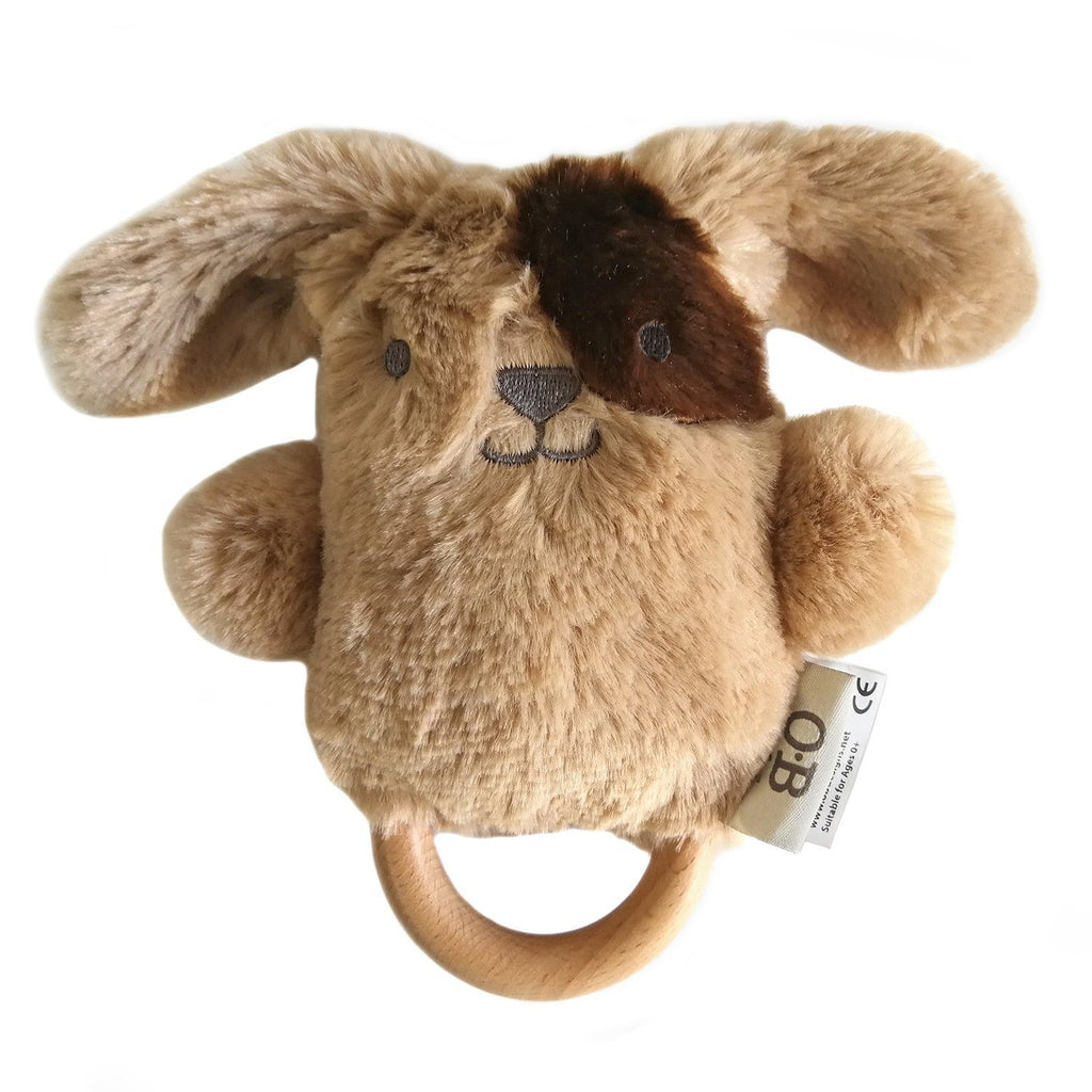 OB Designs - Dingaring Teething Rattle - Dave Dog Brown - Eco Child