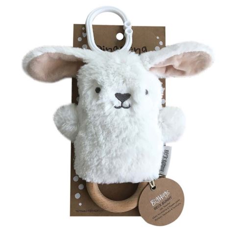 OB Designs - Dingaring Teething Rattle - Beck Bunny White - Eco Child
