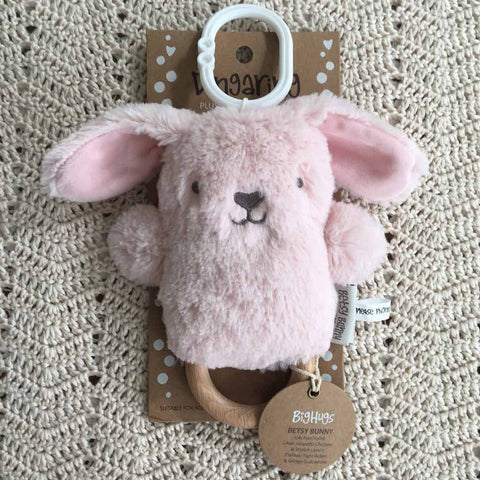OB Designs - Dingaring Teething Rattle - Betsy Bunny Pink - Eco Child