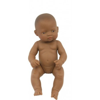 Miniland - Anatomically Correct Baby Doll  - Latin American Girl 32cm (Undressed) - Eco Child