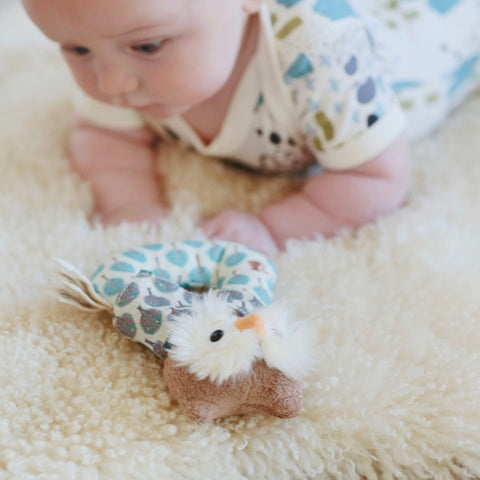 Apple Park - Owl Patterned Soft Rattle - Eco Child