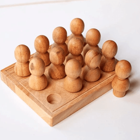 Qtoys - Natural Wooden People In a Tray - Eco Child
