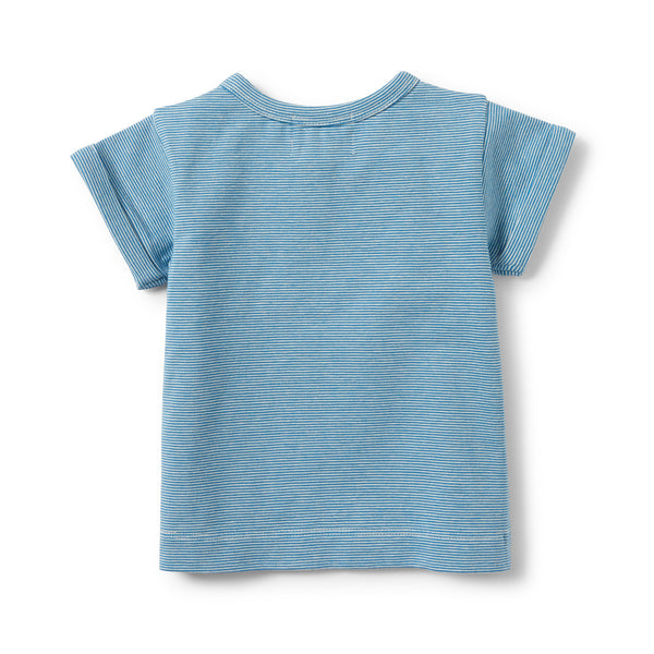 Wilson and Frenchy - Placket Tee - Mediterranean Blue Stripe - Eco Child
